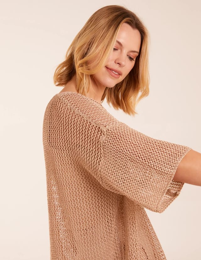 Blue Vanilla V Neck Crochet Top - 2
