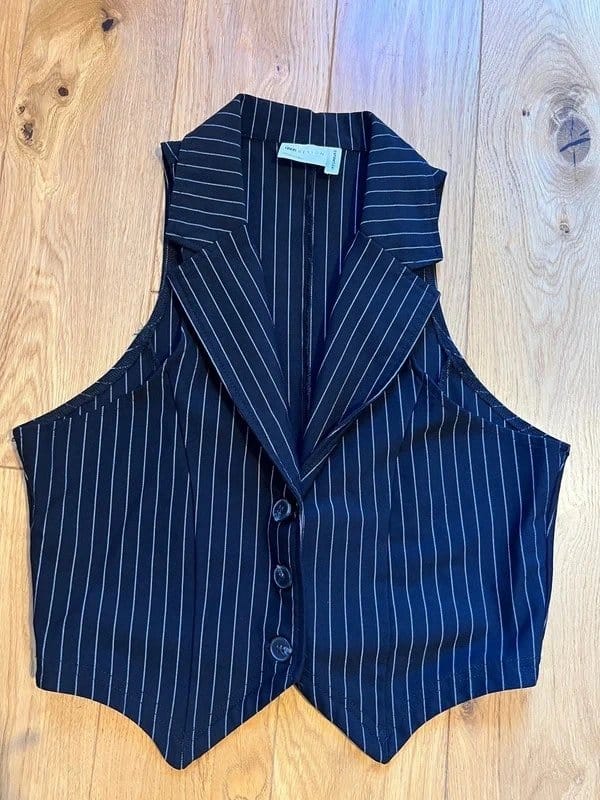 ASOS Navy Pinstripe Waistcoat Top UK 12
