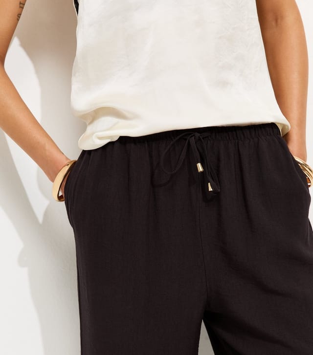 New Look Women's Tall Black Drawstring Wide Leg Trousers New Look - 2