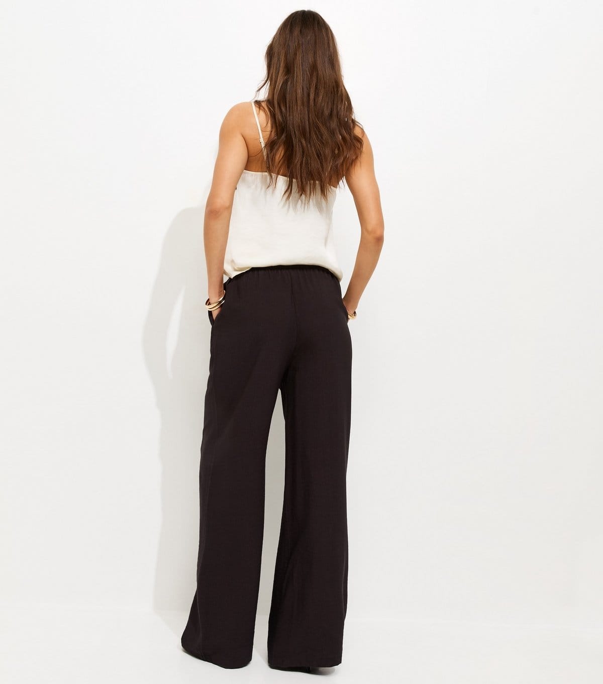 New Look Women's Tall Black Drawstring Wide Leg Trousers New Look - 4