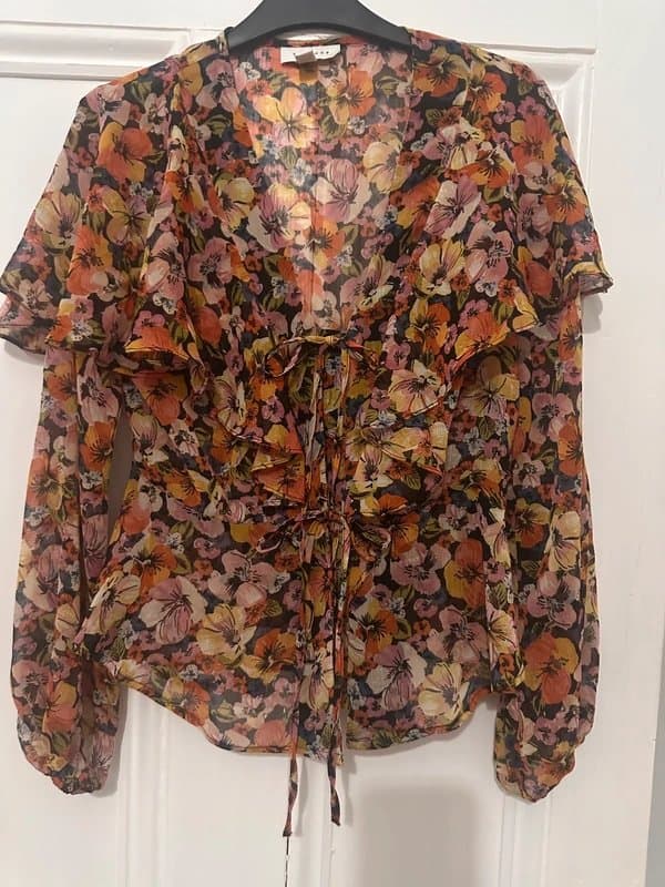 Topshop Floral long sleeve chiffon blouse