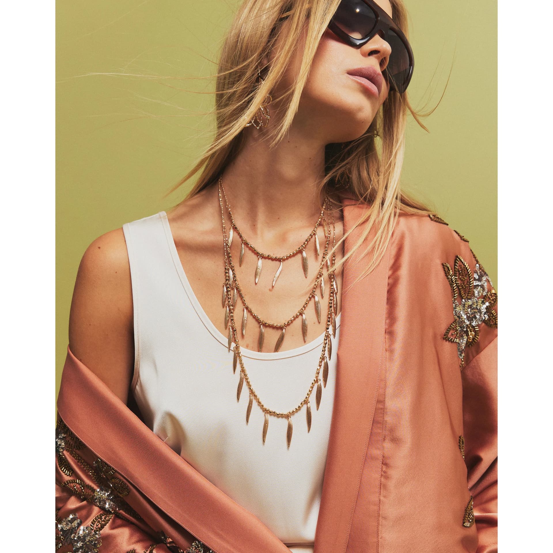 River Island River Island Womens Gold Beaded Multirow Necklace