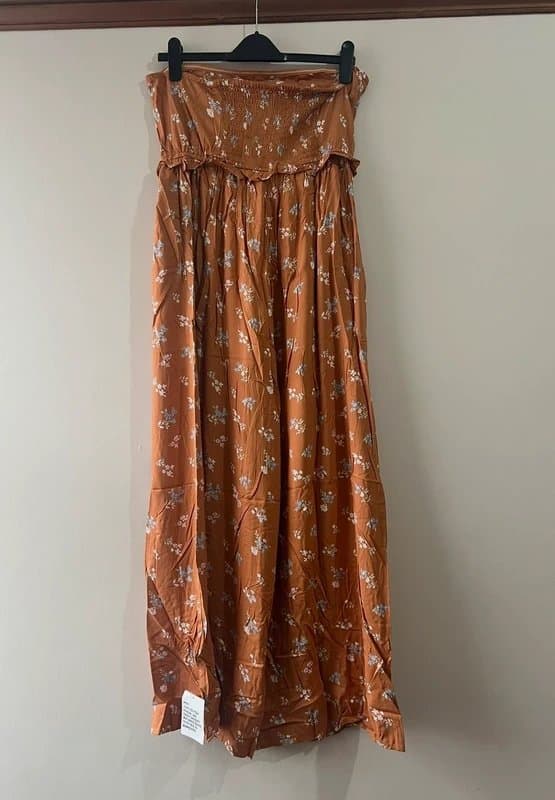 ASOS Design Orange strapless floral pattern jumpsuit