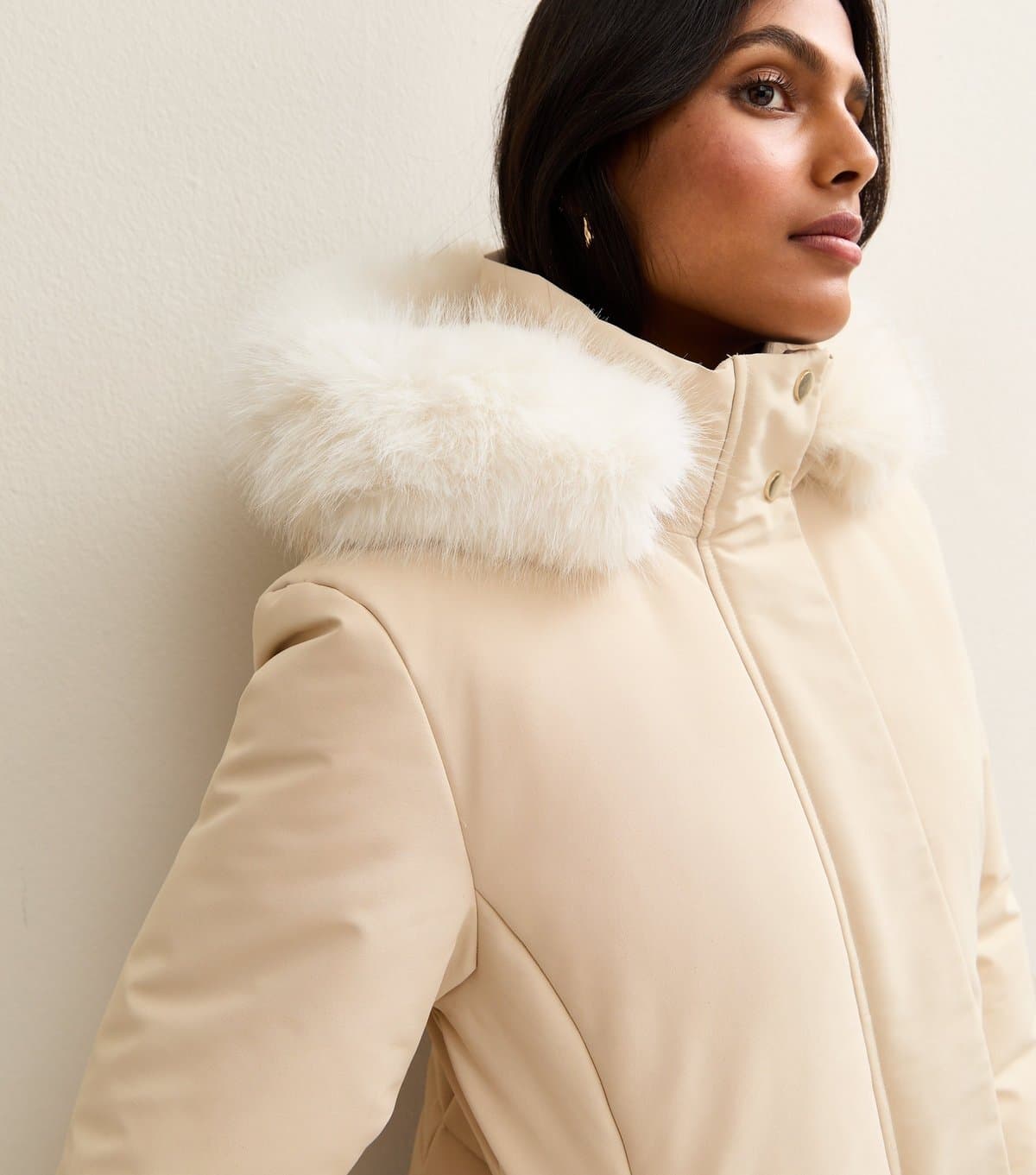 New Look Women's Premium Cream Hooded Puffer Jacket New Look