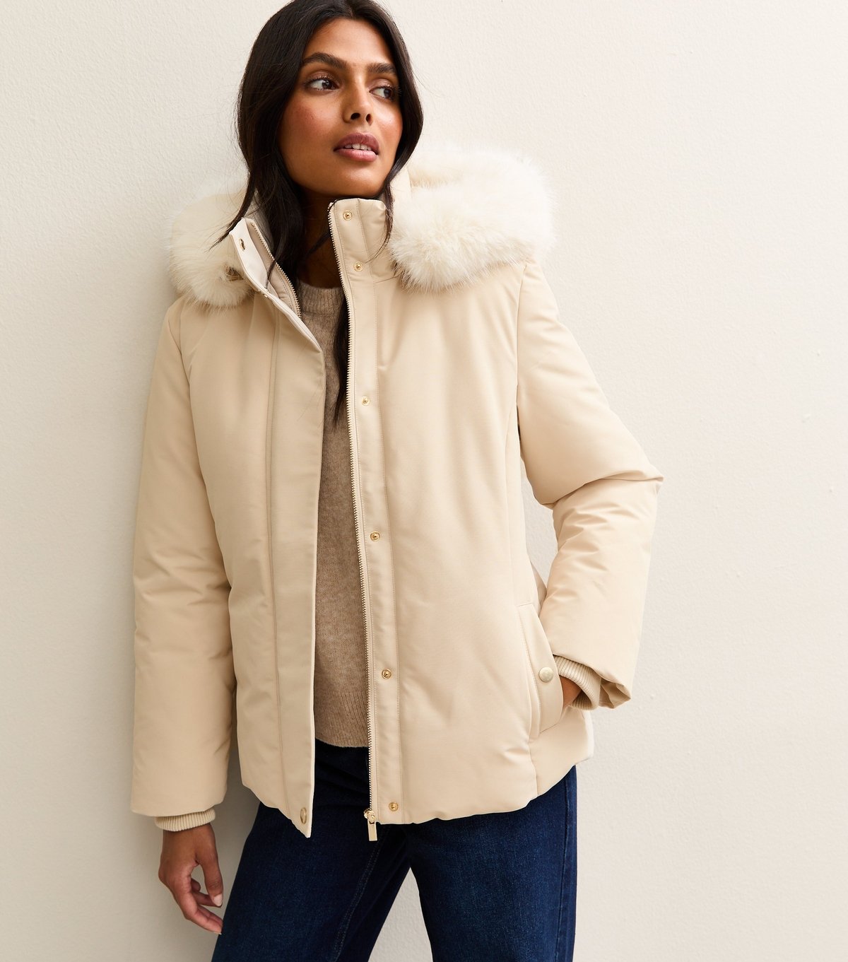 New Look Women's Premium Cream Hooded Puffer Jacket New Look - 2