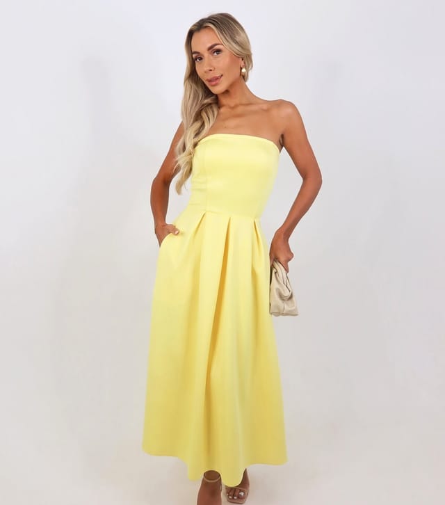 AX Paris Women's Yellow Bandeau A-Line Skirt Midi Dress AX Paris New Look - 2