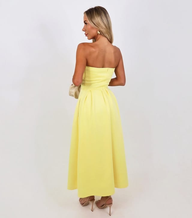 AX Paris Women's Yellow Bandeau A-Line Skirt Midi Dress AX Paris New Look - 3