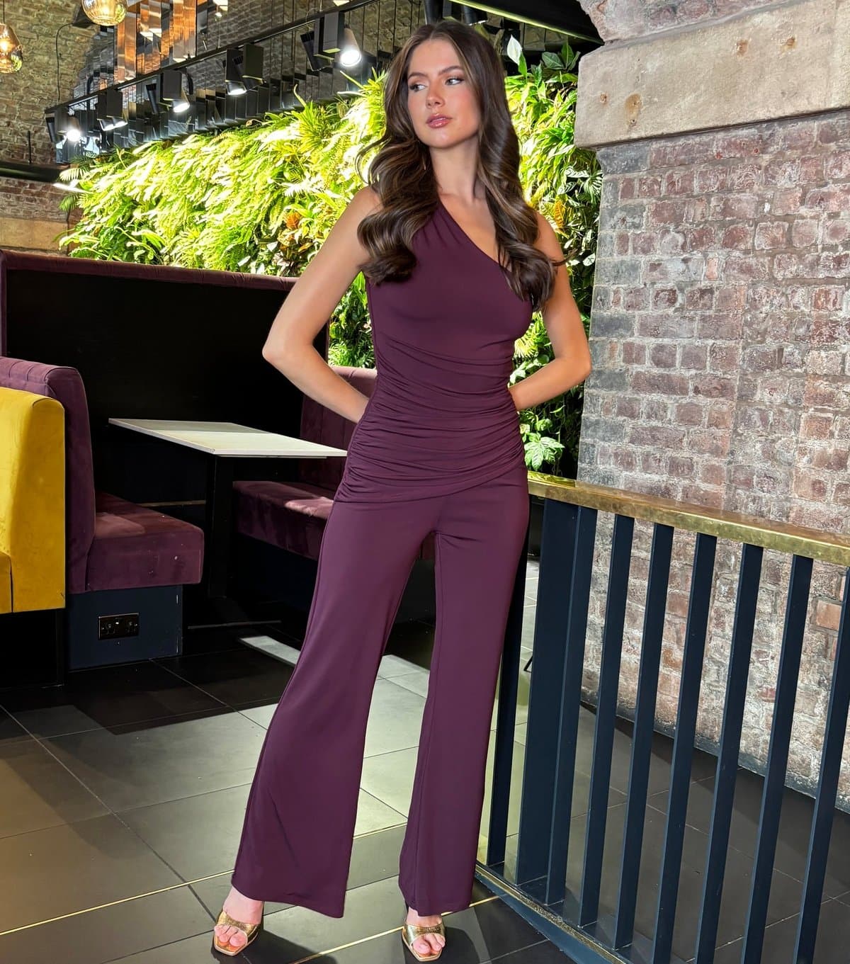 AX Paris Women's Dark Purple Draped One Shoulder Jumpsuit AX Paris New Look