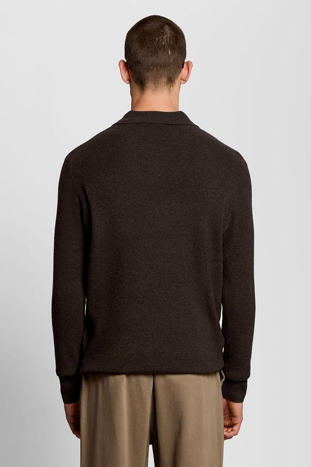 Lyle & Scott Lyle & Scott Men's Lambswool Blend Rugby Jumper Bottle Brown Marl - 2