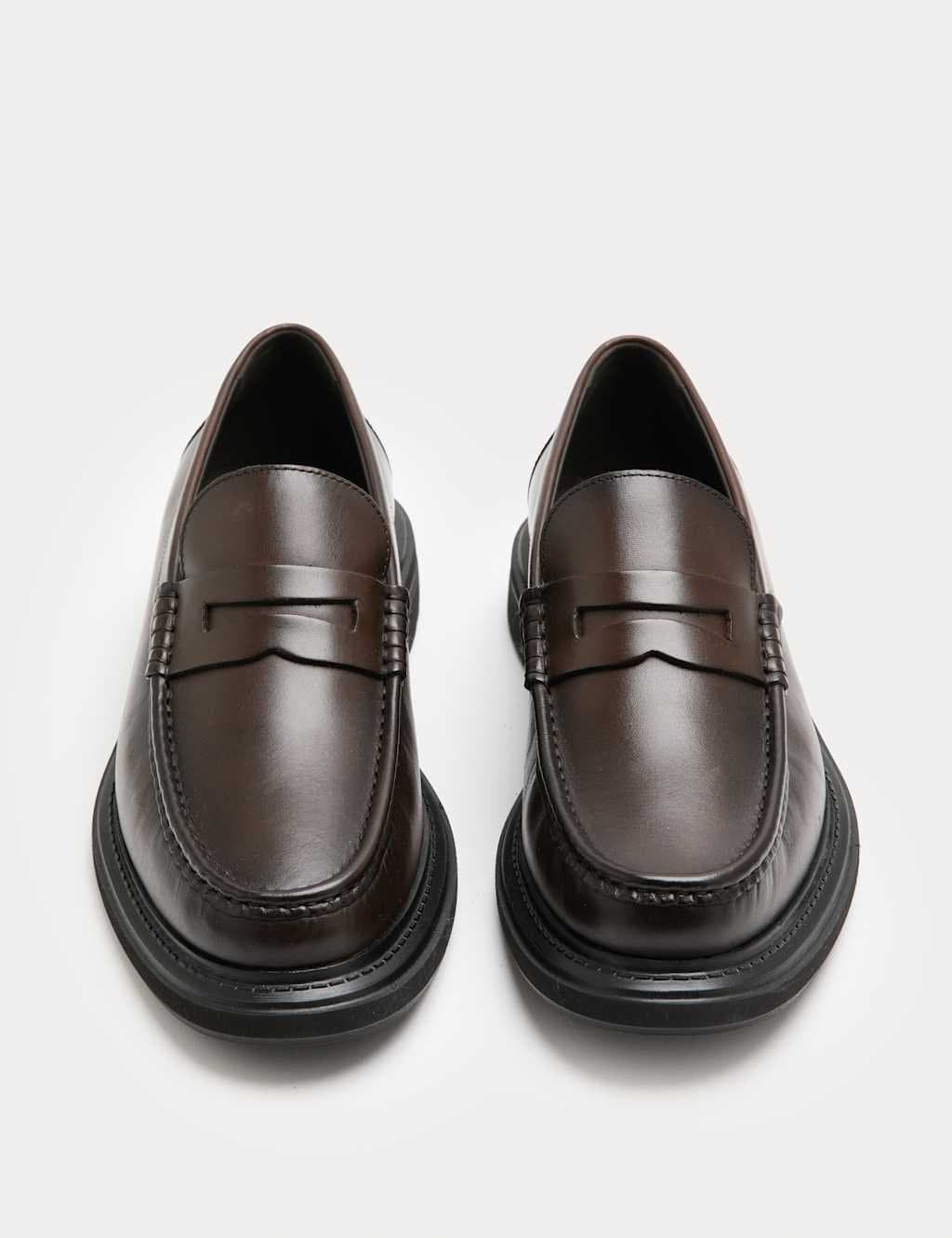 Marks & Spencer M&S Leather Slip-On Loafers Dark Brown