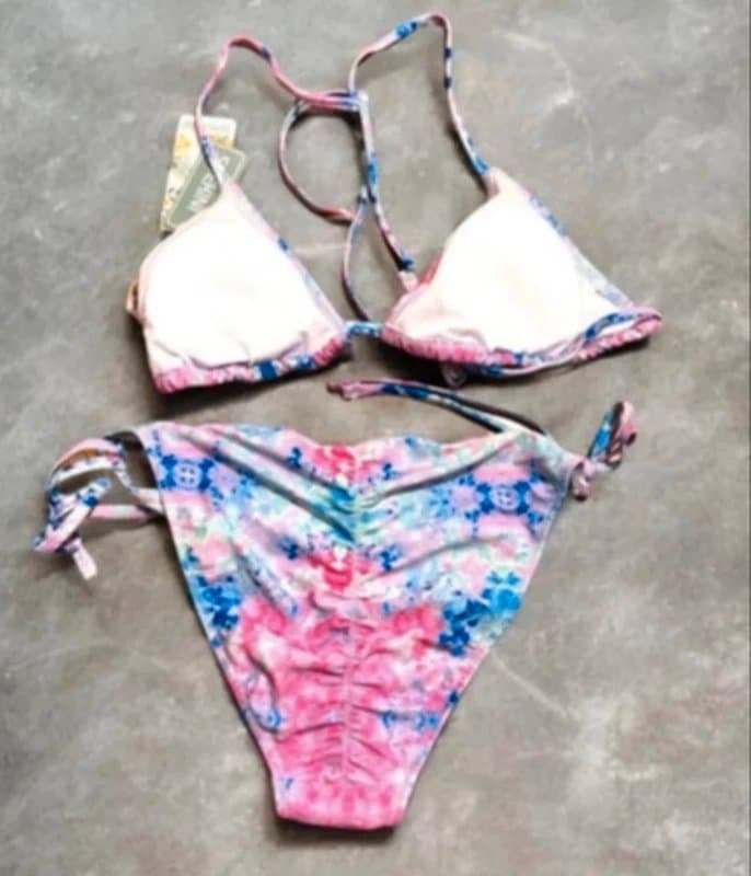SHEKINI bikini two piece swim set shekini uk 12 tie dye pink blue lilac upf50