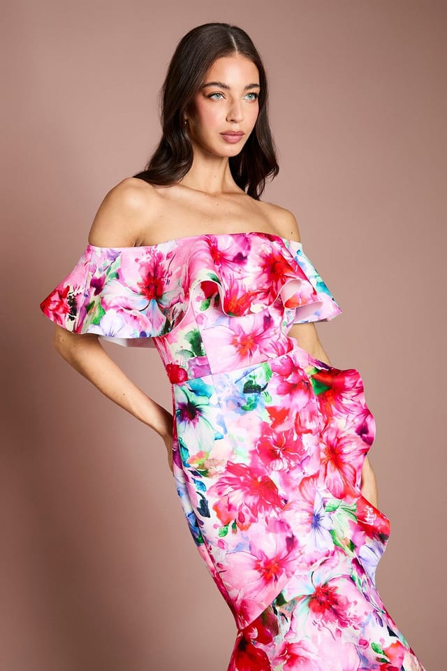 Coast Coast Women's Placement Floral Scuba Dress in Pink - 2