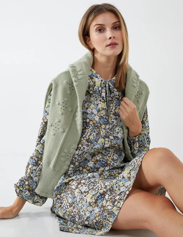 Blue Vanilla Floral Collar Neck Swing Dress - 3