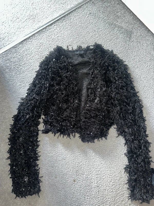 New Look New look black sequin fluffy cardigan