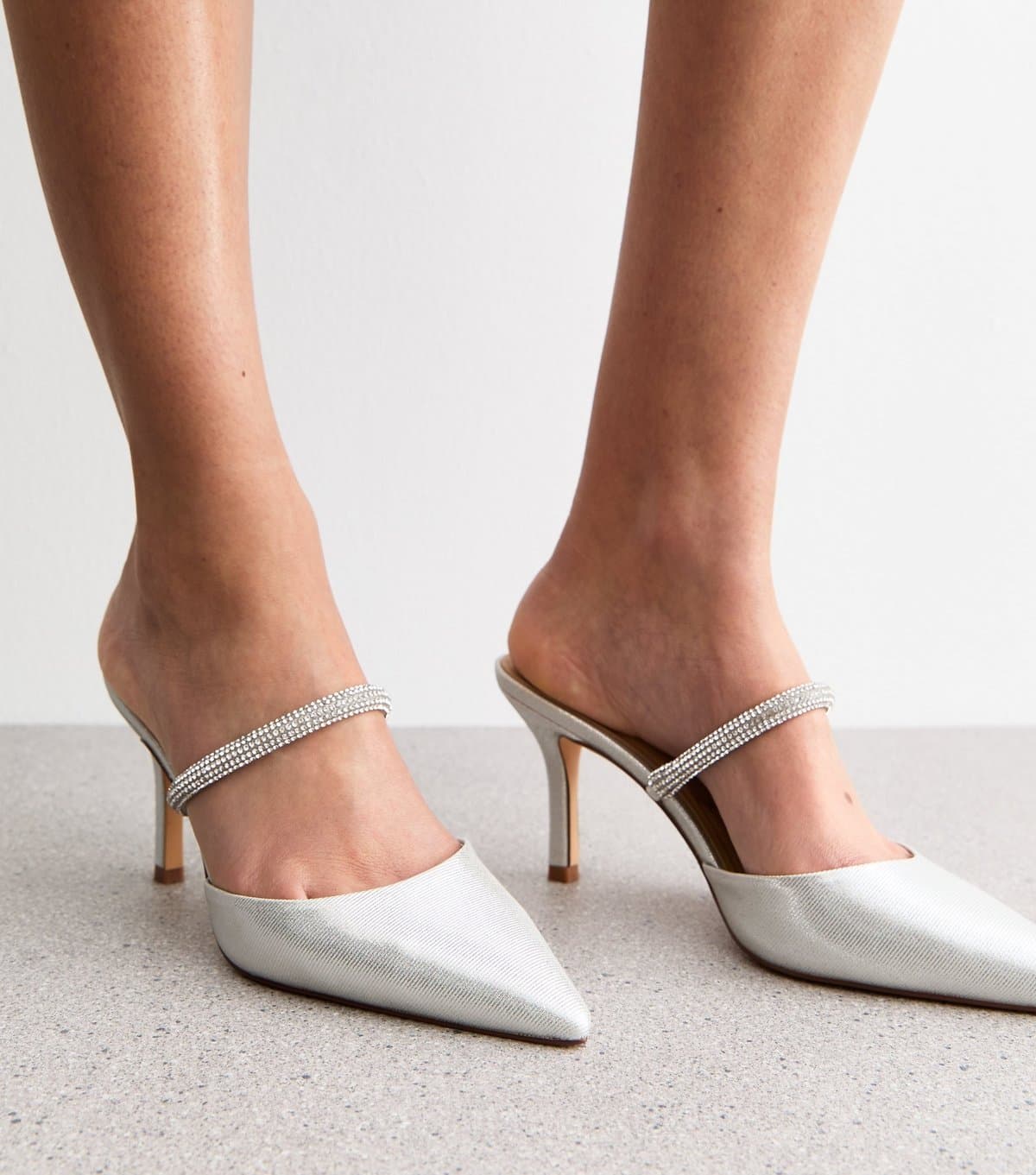 New Look Women's Silver Embellished Strap Court Shoes New Look