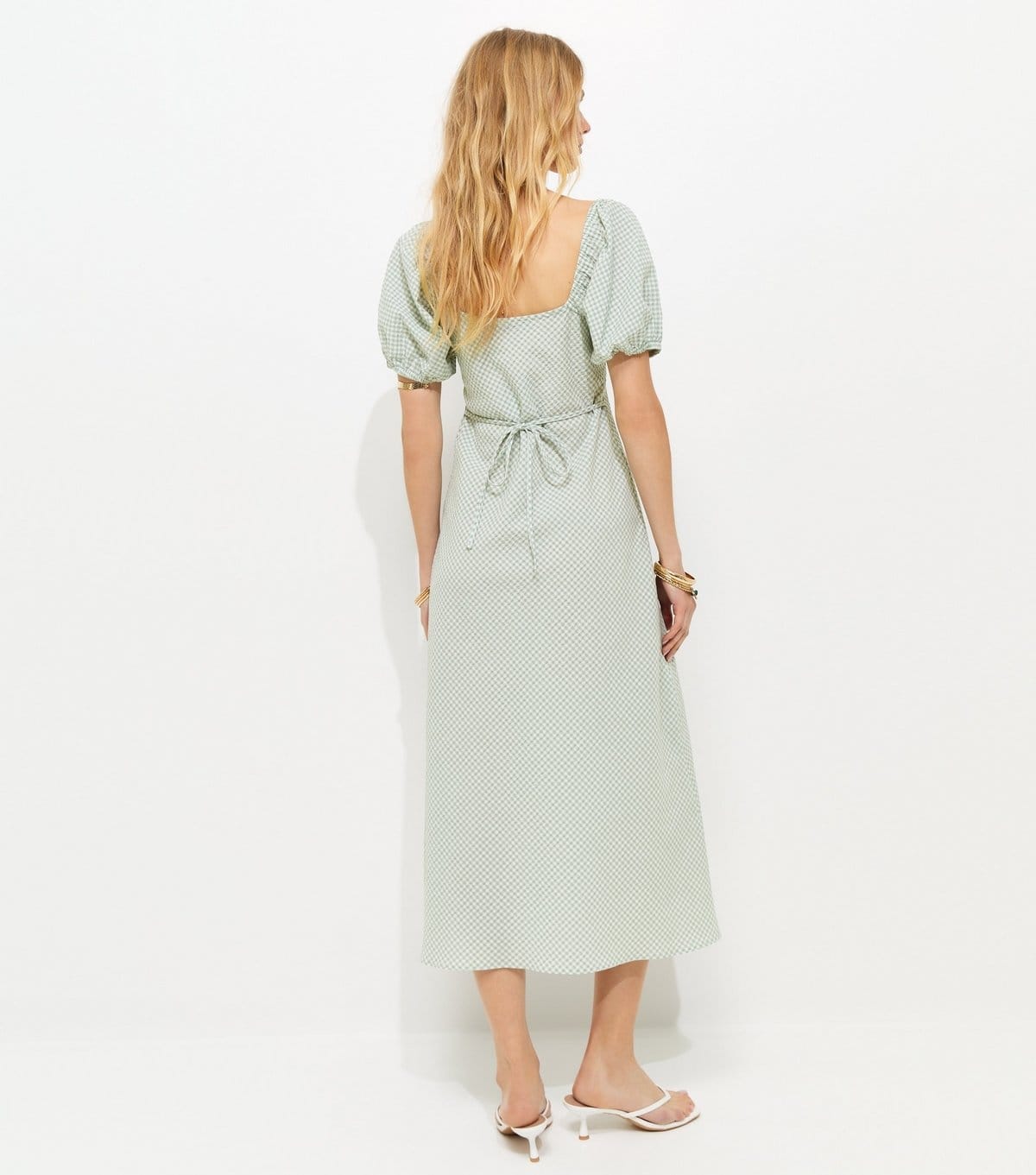 New Look Women's Green Gingham Milkmaid Midi Dress New Look - 4