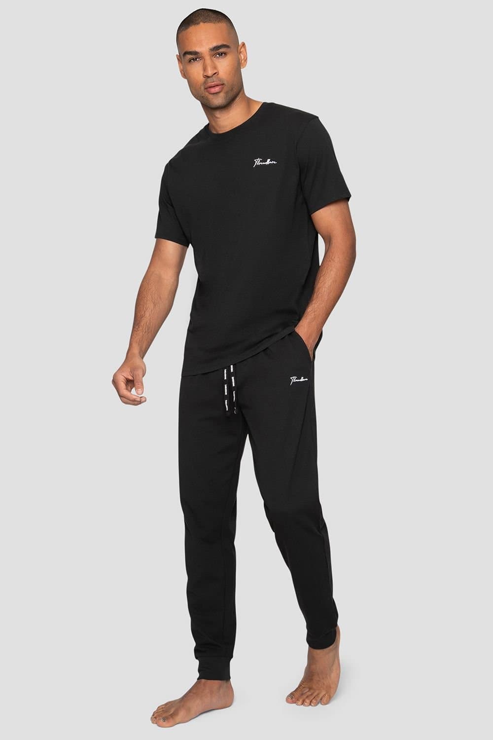 Threadbare Threadbare Men's 'Elton' Cotton Blend Jersey Pyjama Set in Black