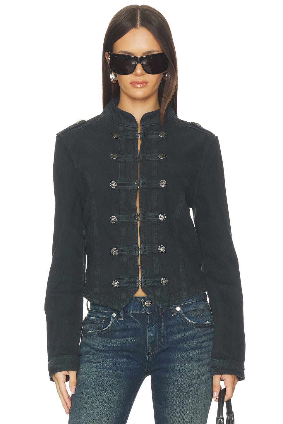 Revolve Black Denim Cropped Jacket
