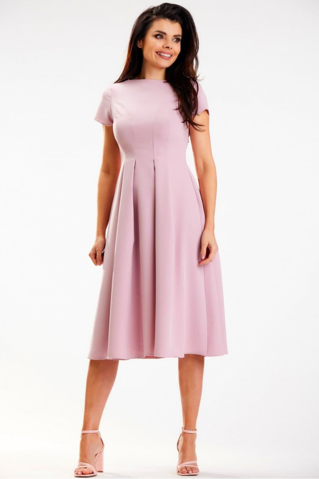 Love Lace Love Lace Women's Midi Boat Neck Short Sleeve Dress Style 178674 in Pink