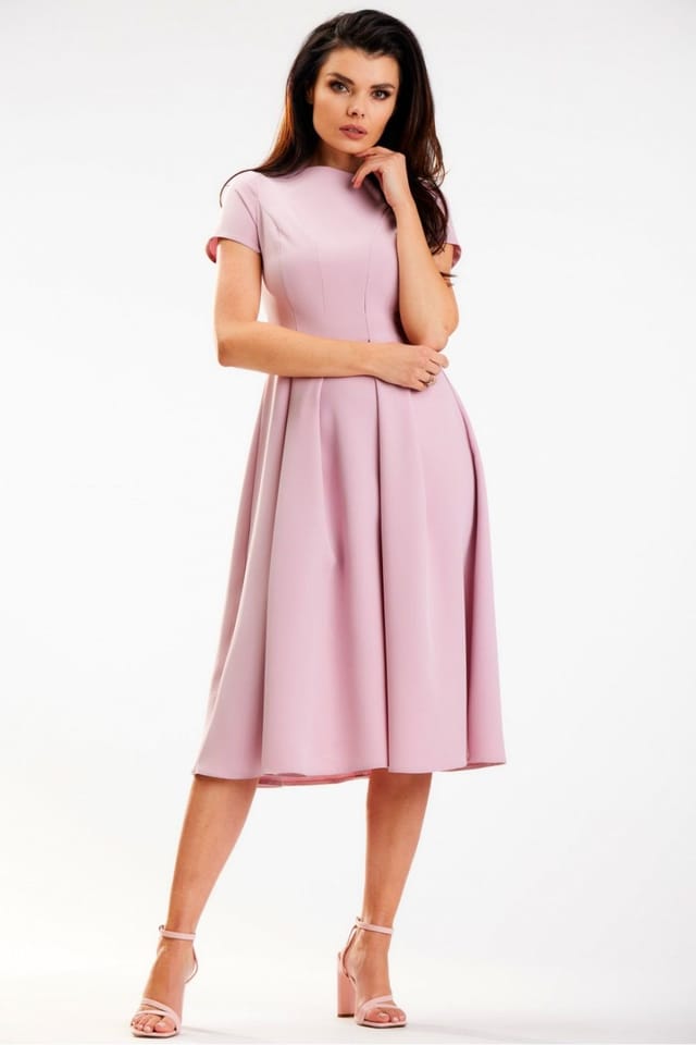 Love Lace Love Lace Women's Midi Boat Neck Short Sleeve Dress Style 178674 in Pink - 2