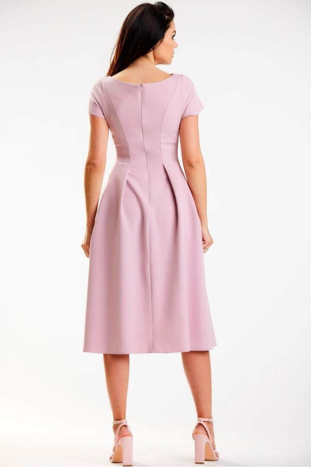 Love Lace Love Lace Women's Midi Boat Neck Short Sleeve Dress Style 178674 in Pink - 3