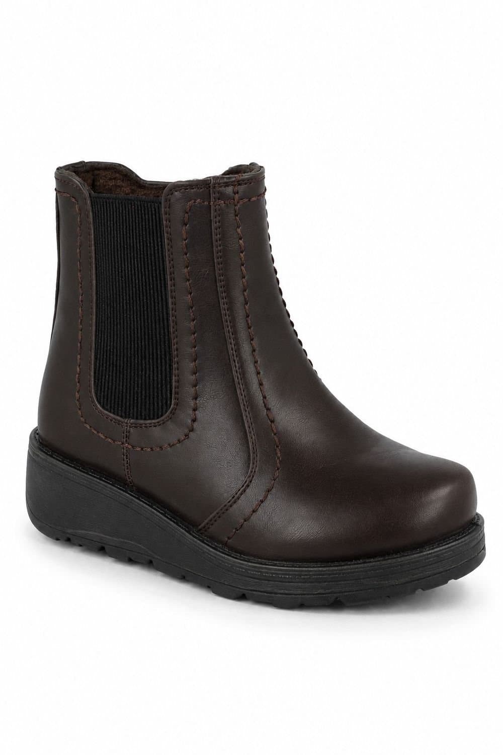 Spot On Spot On Women's Chelsea Ankle Boots with Elastic Side Panels in Brown