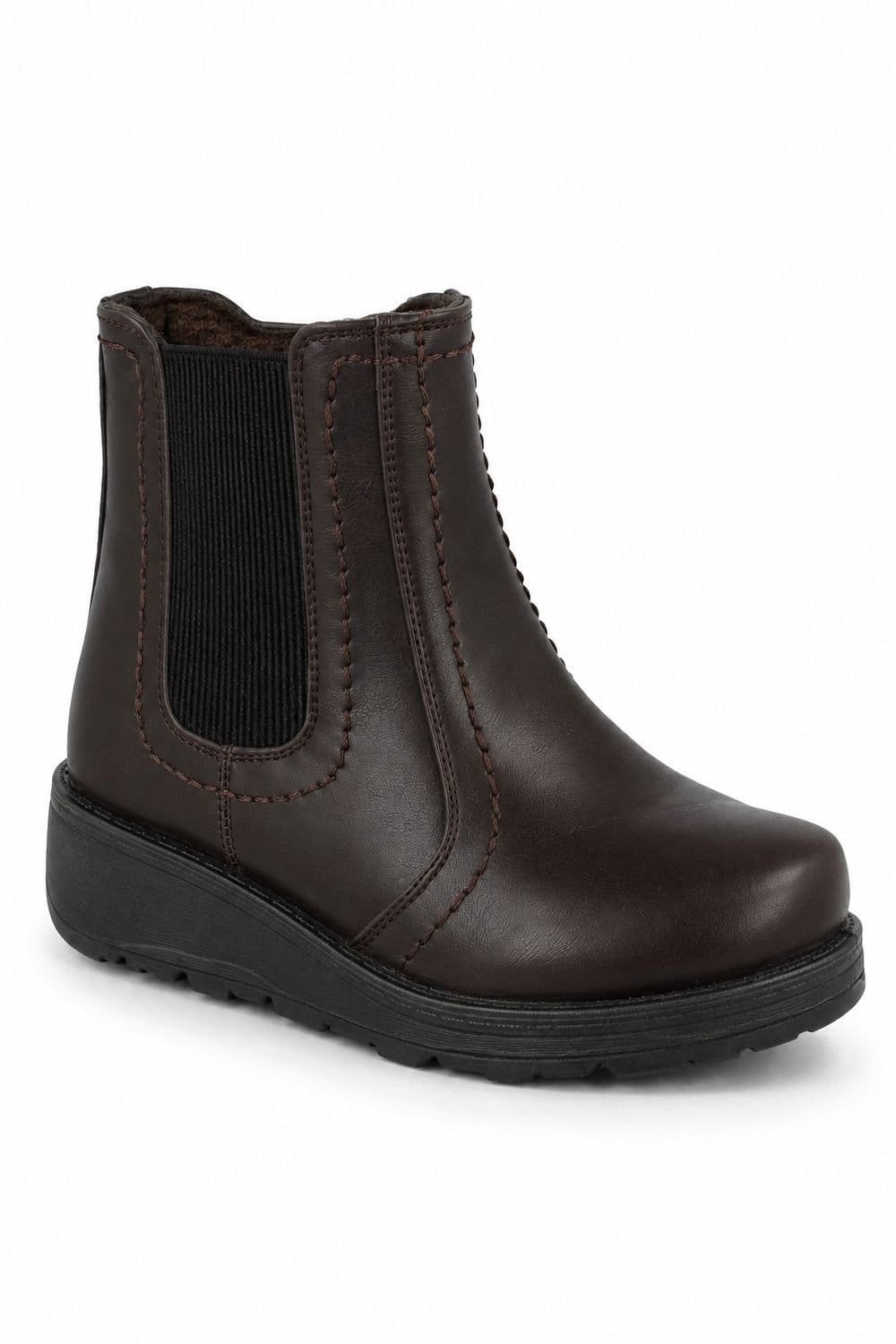 Spot On Spot On Women's Chelsea Ankle Boots with Elastic Side Panels in Brown - 1