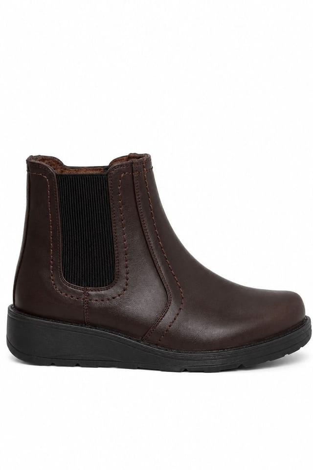 Spot On Spot On Women's Chelsea Ankle Boots with Elastic Side Panels in Brown - 2