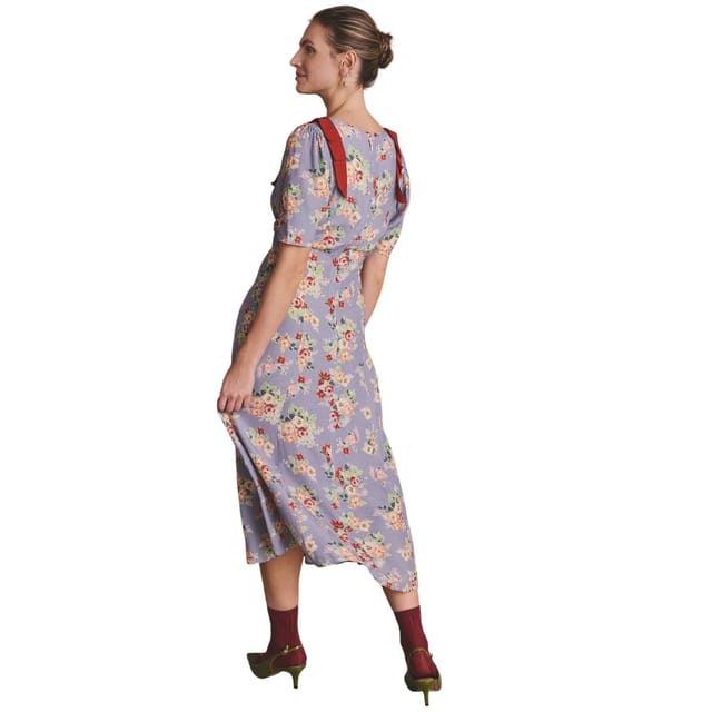 Cath Kidston Cath Kidston Women's Fit & Flare Floral Front Slit Midi Dress in Purple - 2