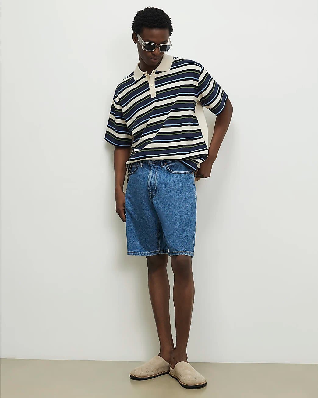 River Island Mens River Island Blue Regular Fit Denim Shorts