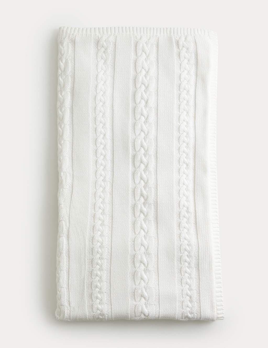 Marks & Spencer M&S Pure Cotton Cable Fleece Shawl Cream