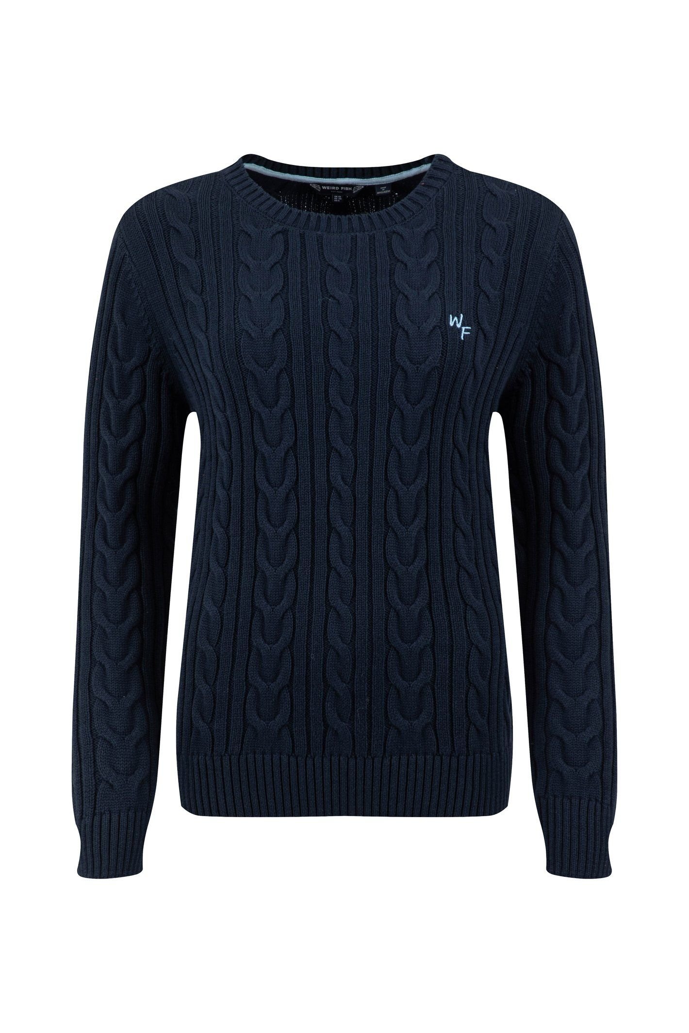 Weird Fish Weird Fish Women's Amberise Crew Neck Cable Knit Jumper in Navy - 2