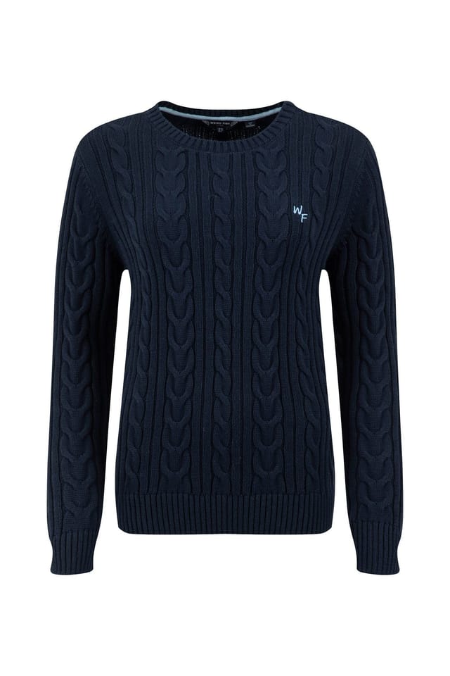 Weird Fish Weird Fish Women's Amberise Crew Neck Cable Knit Jumper in Navy - 2