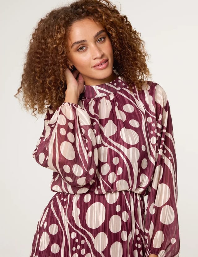 Blue Vanilla Abstract Polka Dot Dress And Metallic Striped Dress - 2