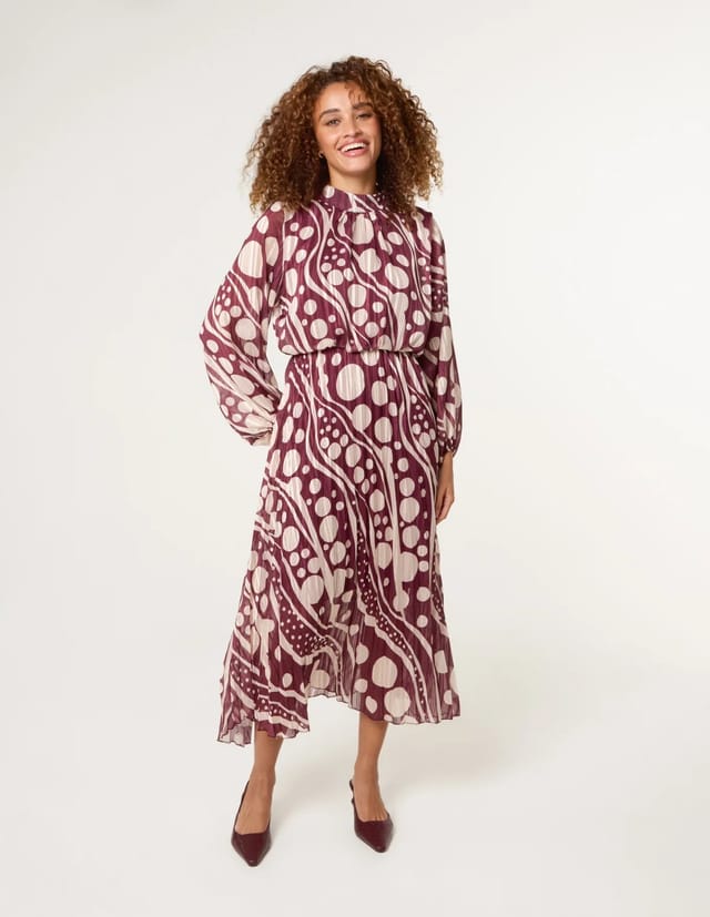 Blue Vanilla Abstract Polka Dot Dress And Metallic Striped Dress - 3