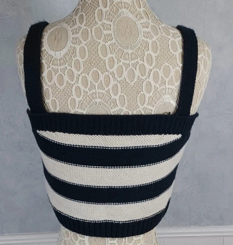 River Island Navy Cream Striped Knit Cami Crop Top