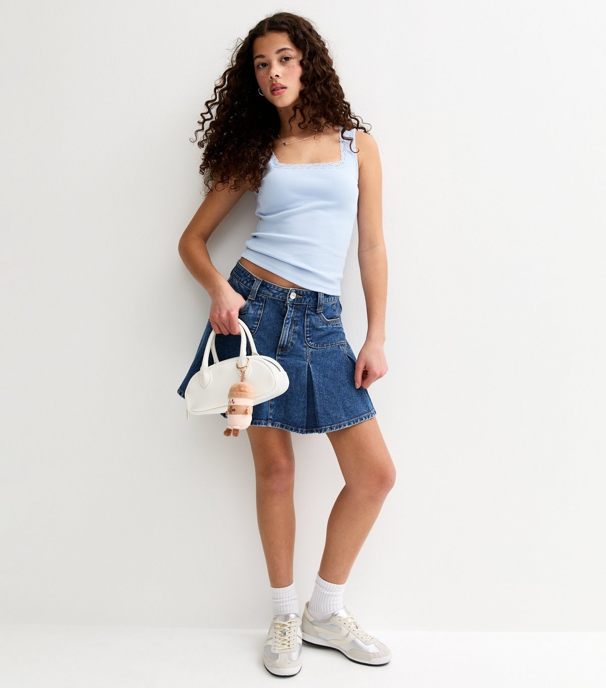 New Look Girls' Light Blue Lace Trim Square Neck Vest Top New Look - 3