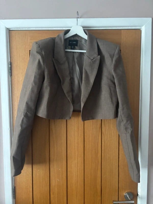 PLT Mocha Cropped Blazer in Velvet