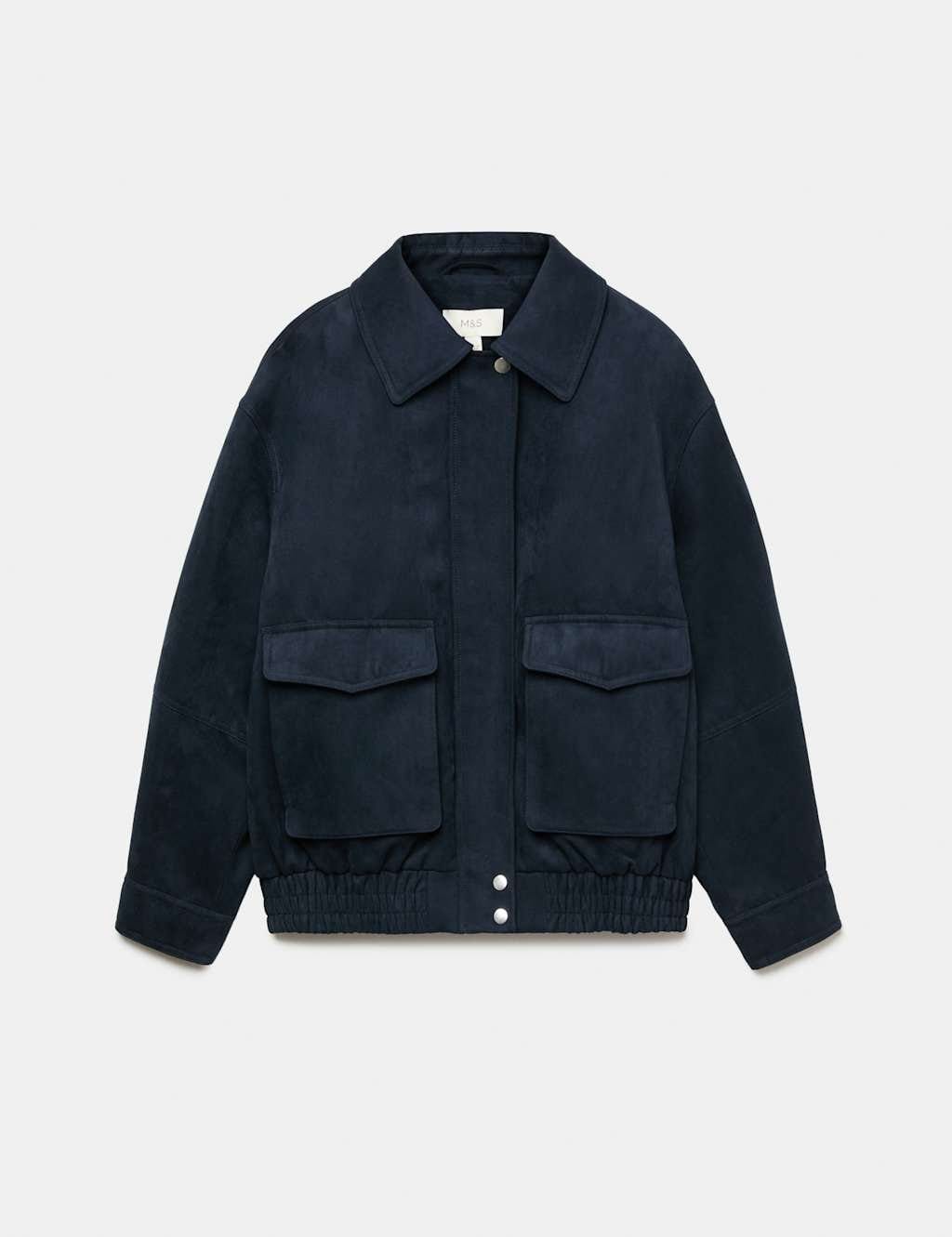 M&S Suedette Bomber Jacket Midnight Navy