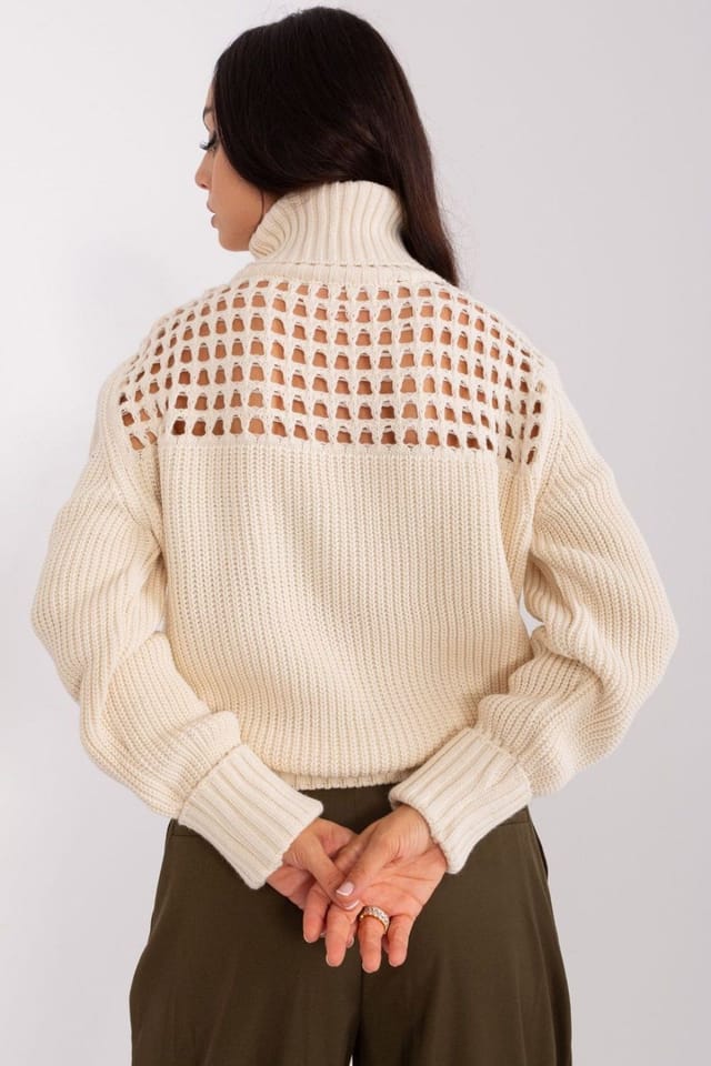 Love Lace Love Lace Women's Warm Acrylic Turtleneck Sweater Long Sleeve in Cream - 3