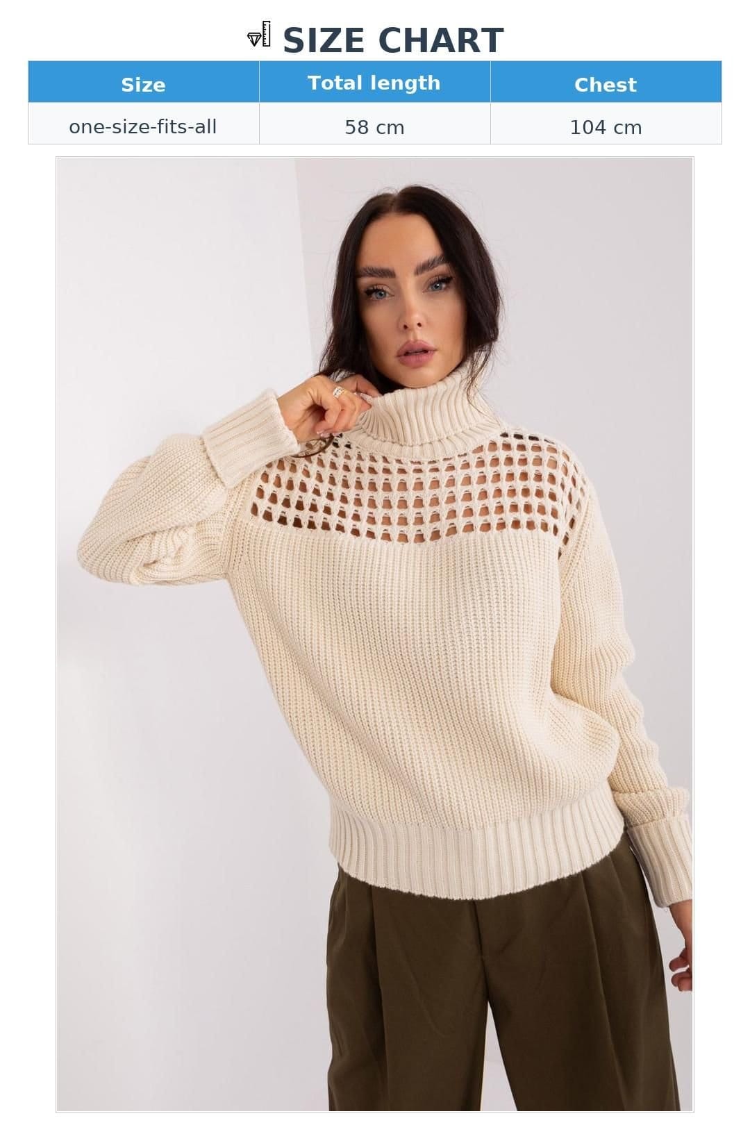 Love Lace Love Lace Women's Warm Acrylic Turtleneck Sweater Long Sleeve in Cream - 4
