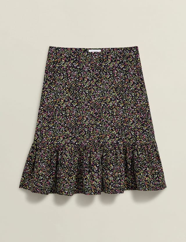 Hobbs London Hobbs London Women's Marley Floral Ruffle Hem Mini Skirt in Black - 2