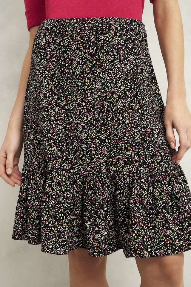 Hobbs London Hobbs London Women's Marley Floral Ruffle Hem Mini Skirt in Black - 3
