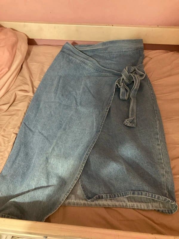Never Fully Dressed denim wrap round skip