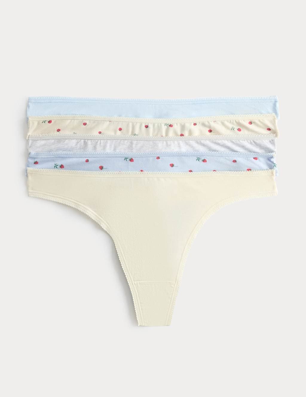 Marks & Spencer M&S 5 Pack Cotton Lycra® Thongs Soft Blue