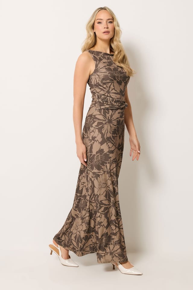Long Tall Sally Long Tall Sally Women's Tall Floral Detail Maxi Dress in Brown - 3