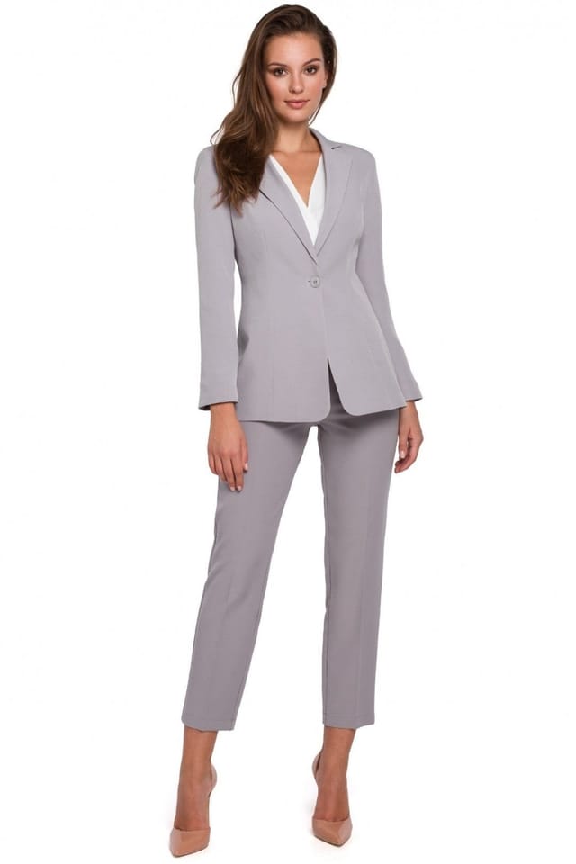 Love Lace Love Lace Women's One Button Slim Fit Lined Jacket in Grey - 2
