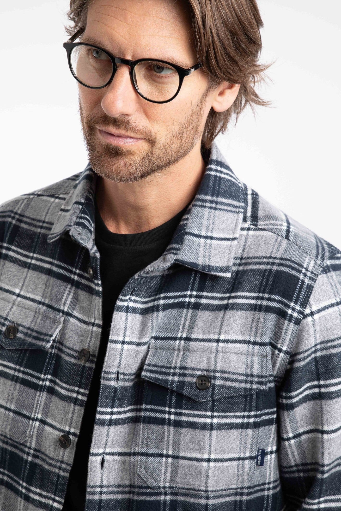 Weird Fish Men's Grey Check Over Shirt