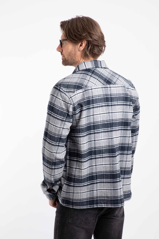 Weird Fish Weird Fish Men's Bosco Check Over Shirt in Grey - 3