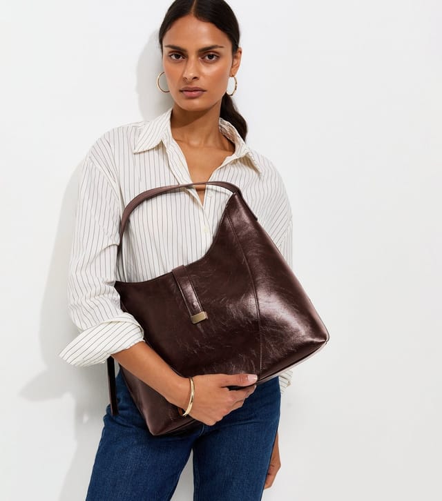 New Look Dark Burgundy Faux Leather Hobo Shoulder bag New Look - 2